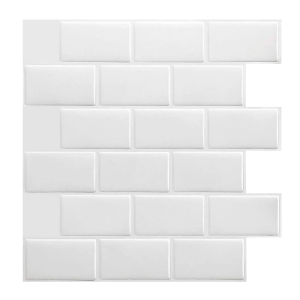 Tiles 3D Peel and Stick Wall Tile Subway White (30 x 30cm x 10 sheets)